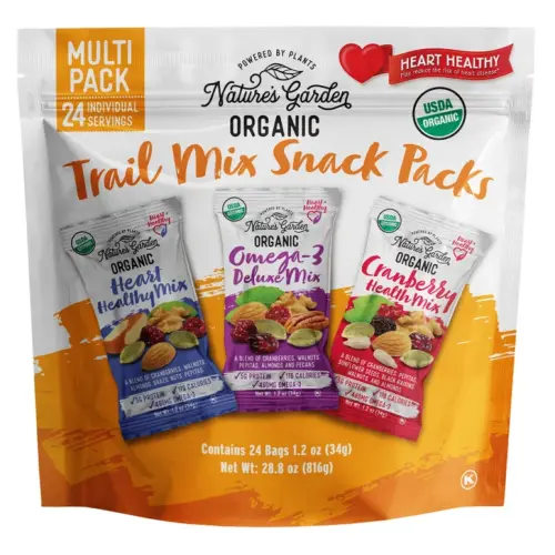 Nature's Garden Organic Trail Mix Snack Packs, Variety Pack, 1.2 oz, 24-count | Costco