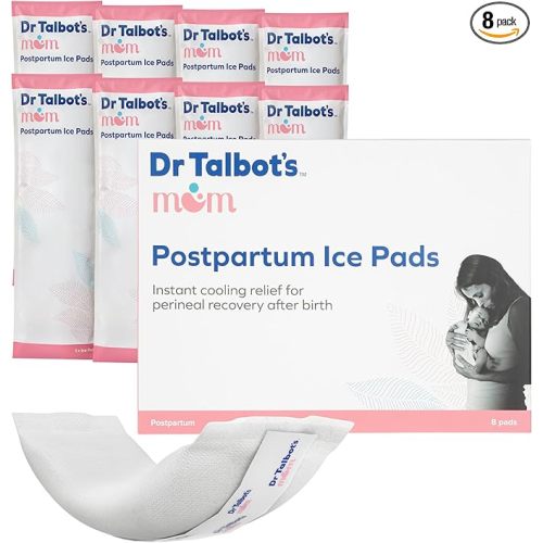 Dr. Talbot's Mom Postpartum Ice Pads for Pain Relief - 8-Pack - 2-in-1 Absorbent Postpartum Pads for Women After Birth