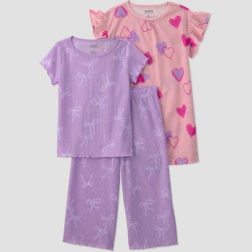 Carter's Just One You® Baby Girls' Hearts and Bows Short Sleeve Poly Pajama & Nightgown Set - Pink/Purple 18M