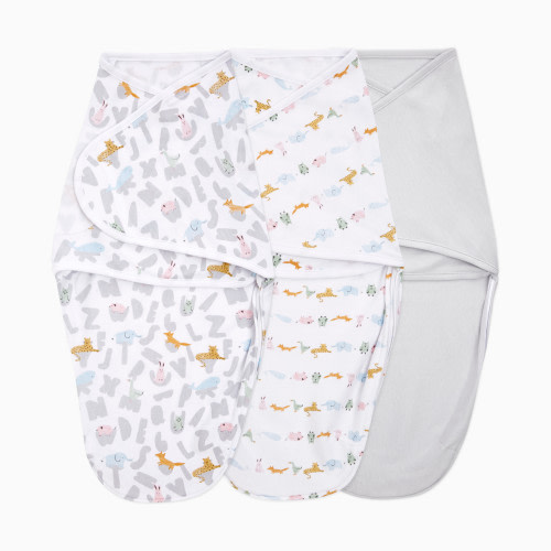 Essentials Cotton Wrap Swaddles (3 Pack) - Alphabet Animals