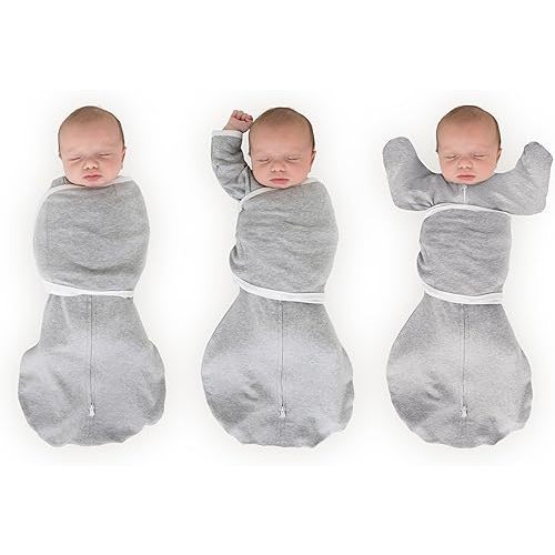 SwaddleDesigns Organic 6-Way Omni Swaddle Sack w/Wrap, Gray, 6-14 lb