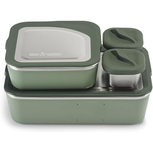 Klean Kanteen Rise Food Box Family Set - Versatile Food Containers for Lunch & Meal Prep - Dishwasher, Microwave & Oven Safe - Sea Spray (3 Containers)