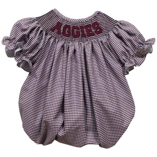 Texas A&M Aggies Vive La Fete Girls Infant Gingham Smocked Bishop Bubble Dress - Maroon
