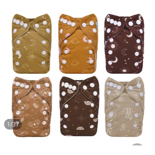 6-Pack Newborn Cloth Diapers with 6 Microfiber Inserts for Infants & Toddlers