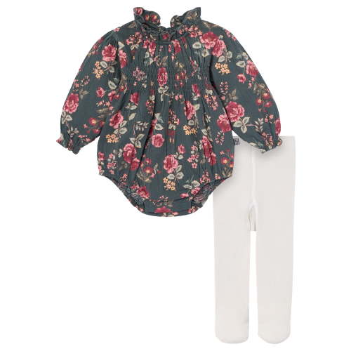 Modern Moments By Gerber Baby Girl Bubble Romper and Tights Outfit Set, 2-Piece, Sizes 0/3 Months - 24 Months