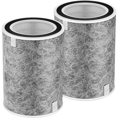 HP302 HP201 Replacement Filter Compatible with Shark HP201 HP302 HP301 HP202 HP232 HC502 AP1000 Air Purifier MAX, H13 True HEPA for 99.97% particles & Dust, Compare Part # HE2FKBAS, HE2FKBASMB, 2 Pack