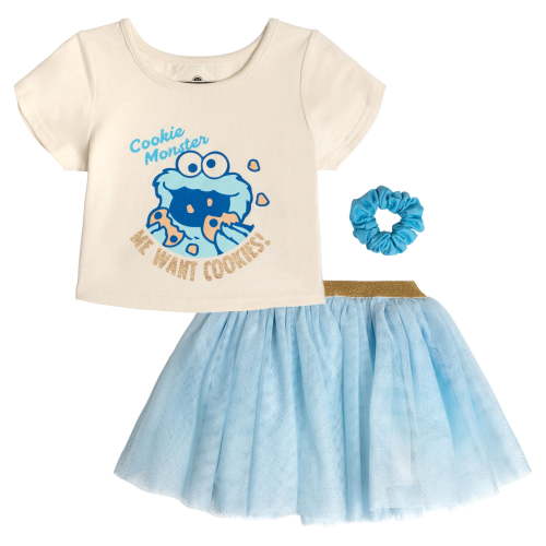 Sesame Street Baby Girls' T-Shirt and Tutu Skirt Set Cookie Monster Blue