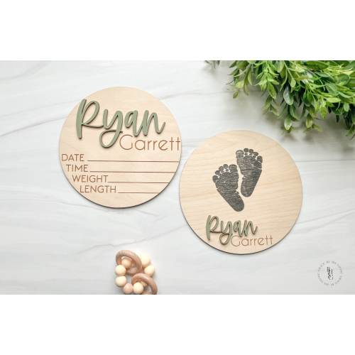 Baby Announcement Sign with Birth Stats | Footprint Sign For Newborn | Baby Name Reveal | Personalized Baby Name Sign | Sign For Hospital