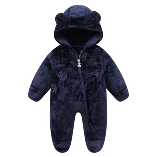 Baby Fleece Jumpsuit for 0-3 Months Infant Bear Snowsuit Newborn Romper Warm Coat