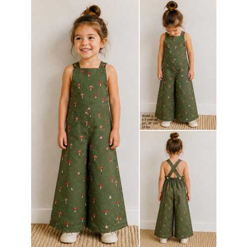 Juniper Wide Leg Romper | Mushroom Meadow | Girls Wide Leg Overalls | Handmade Children’s Jumpsuit | 12M-5Y