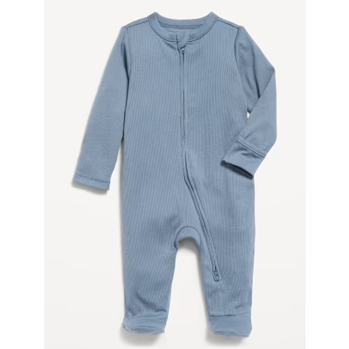 Ribbed 2-Way-Zip Sleep & Play Footed One-Piece for Baby