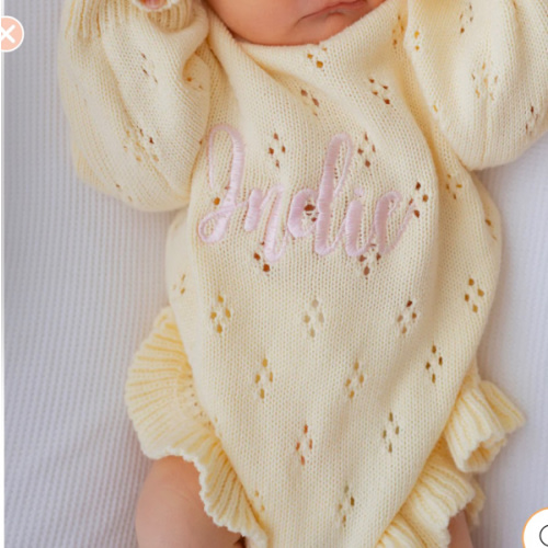 Frill Knit Pointelle Romper | Lemon