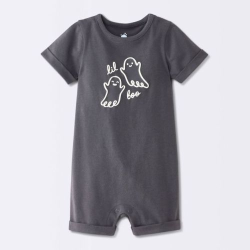 Baby' Halloween 'little boo' Jersey Romper - Cloud Island™ Dark Gray Newborn