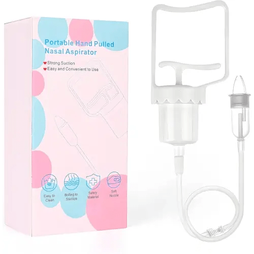 Baby Nasal Aspirator, Powerful Hand Pump Baby Nose Sucker, Nasal Aspirator for Baby with Soft Silicone Nose Tip for Fast and Effective Relief of Nasal Congestion in Infant.