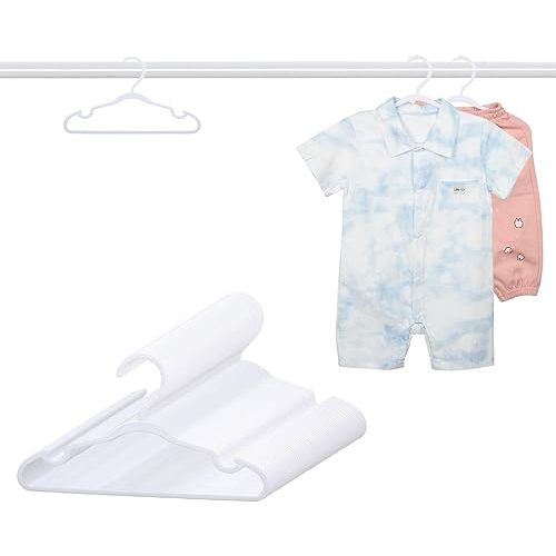 60 Pack White Baby Hangers 11.42 Inch - Kids Non-Slip Clothes Hangers for Infant & Child, Durable Plastic Children's Hangers for Closet, Pants, Coats, Skirts