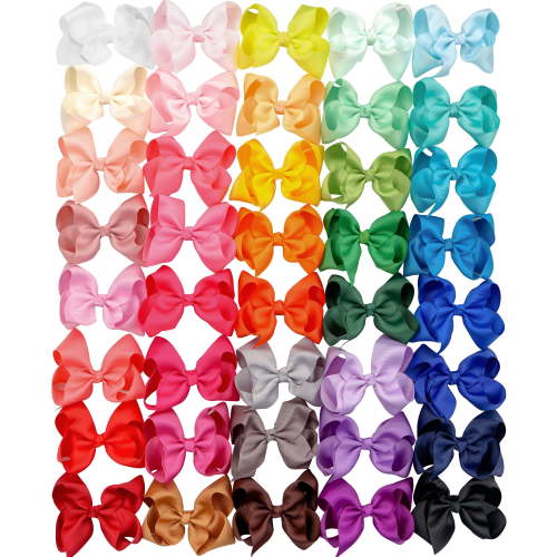 JOYOYO 40Pcs 4.5 inch Baby Hair Bows Alligator Clips Grosgrain Ribbon Big Bows Clips For Girls Toddlers Kids Children 40 Colors