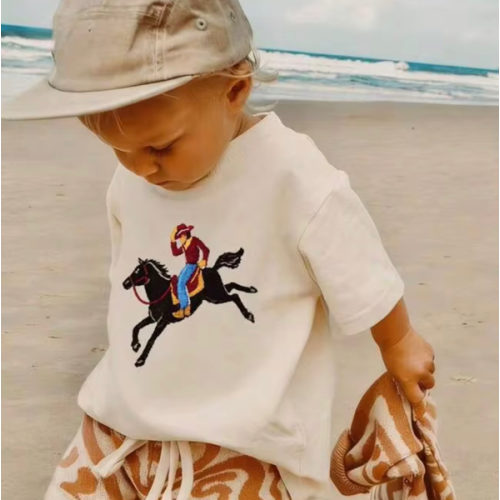 Aesthetic Loose Fit Baby Boy Casual T-Shirt, Cream White Soft Fabric Vintage Daily Baby Boy Shirt | SHEIN USA