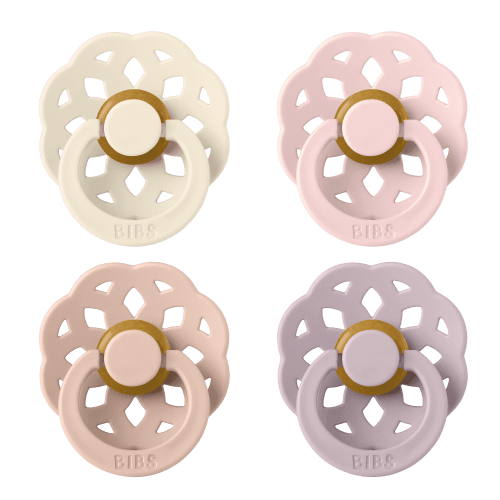 BIBS Pacifier Boheme Size 1, 0-6 Months, Ivory/Blush/Blossom/Lilac, 4 pack