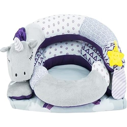 Lovvie & Joy 2-in-1 Tummy Time Mat & Seated Support Pillow,Baby Tummy Time Pillow Support for Newborns and Older Babies,with Detachable Support Pillow and Toys Unicorn