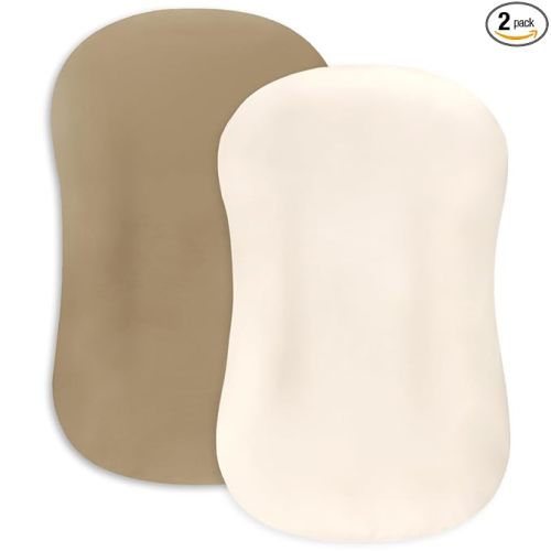 Hooyax Baby Lounger Cover 2-Pack, Ultra-Soft Stretchable Slipcover Fits Snuggle Me & Infant Loungers, Skin-Friendly Newborn Lounger Cover Set for Boys and Girls - Covers Only (Brown Beige)
