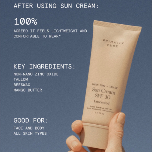 Sun Cream SPF 30 | Organic & Tallow-Based | Primally Pure