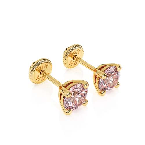 June Birthstone, 4mm Swarovski Crystal Stud Earrings - Solid 14K Gold, Screw Back, for Babies & Children