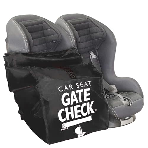 J.L. Childress Gate Check Bag for Car Seats - Travel Bag for Airplane, Fits All Baby & Infant Car Seats, Airport Accessories for Gate Check, Flying Essentials, AirTag Compatible - Black