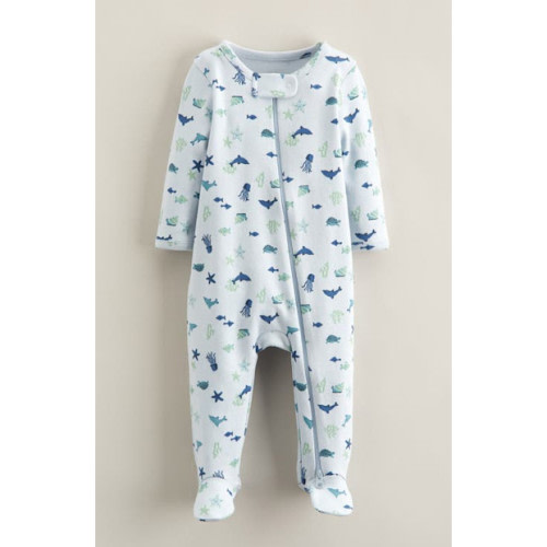 Print Zip Cotton Footie