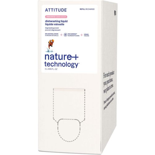 ATTITUDE Dish Soap Refill, EWG Verified, Plant-Based & Vegan Dishwashing Liquid, Naturally Derived, Unscented, 67.6 Fl Oz