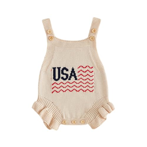 FYBITBO Baby Sweater Knit Romper Newborn Girl Clothes One Piece Outfit | Sleeveless Ruffle Knitted Overalls Bodysuit Fall Winter Clothes