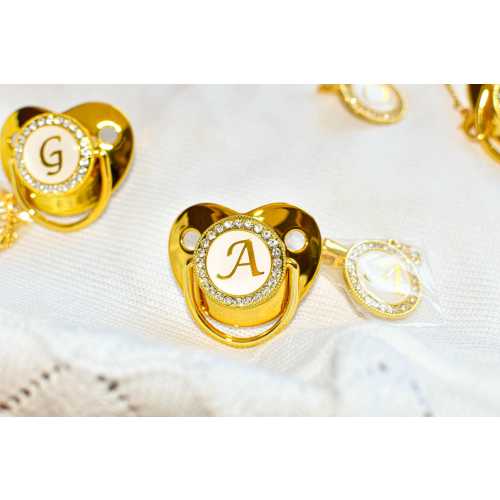 Pacifier gold newborn hospital outfit dummy baby neutral baby shower gift primera puesta embarazada sala maternidad bebe