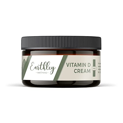 Earthley Wellness Vitamin D Cream, Natural Topical Vitamin D with Vitamins A, D, & K2, Heart Health, Skin Health, and Pregnancy, Cod Liver Oil Base (4 oz, Vitamin D Cream)