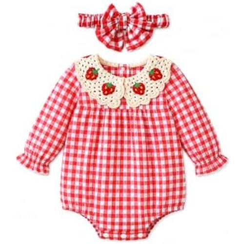 Renotemy Preemie Newborn Baby Girl Clothes Infant Fall Winter Outfits Peter Pan Collar Bubble Romper Long Sleeve Jumpsuit
