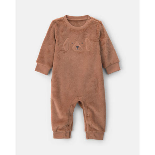 Baby Boy Dog Velvety Long-Sleeve Jumpsuit - Brown | Carter's