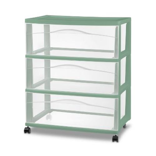 3 Drawer Wide Cart Versatile Green - Brightroom™