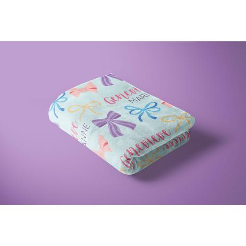 Cute Bow Name Blanket, Personalized Bow Blanket, Name Blanket for Girl, Cute Kids Nursery Decor, Gift For Baby Girl, Name Blanket for Girl