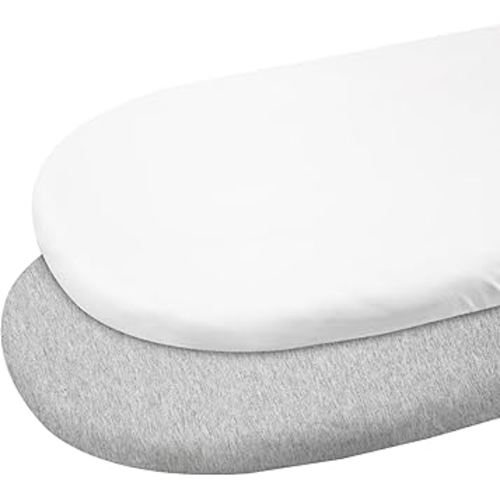 Gllquen Baby Bassinet Sheets 2 Pack, 100% Organic Cotton Bassinet Fitted Sheets for Girls Boys, Soft & Breathable Unisex Baby Mattress Sheet for Standard Bassinets 33"x17"(Grey)