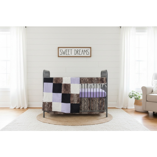 Cheetah Lilac Girl Crib Bedding | USA Made – DBC Baby Bedding Co