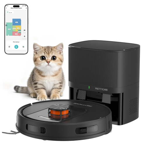 PrettyCare Robot Vacuum and Mop Combo with 9000pa,85 Days Self-Emptying & Refilling Station with 3D Home Mapping L1 PRO