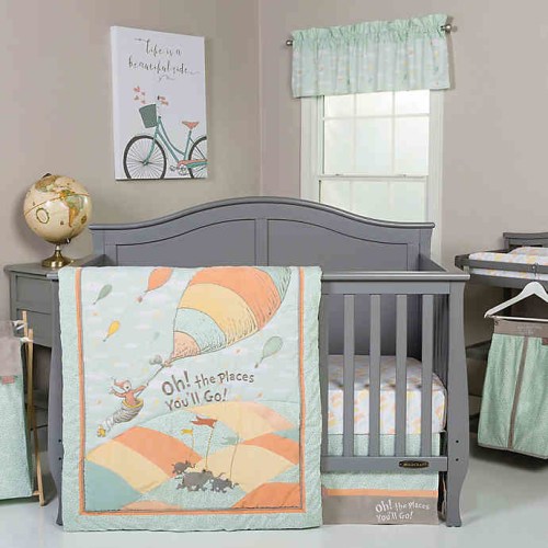 Crib Bedding Set - Orange/Yellow, Dr. Seuss Oh! The Places You'll Go