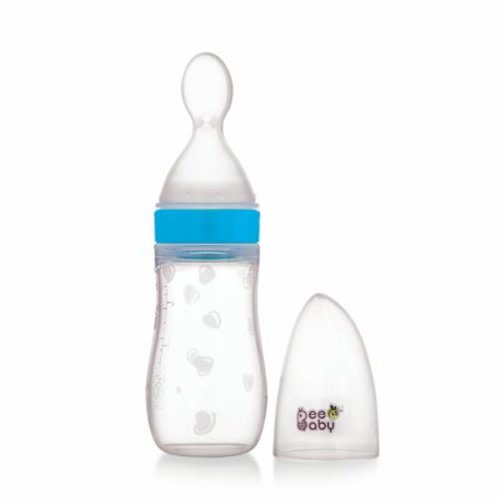 BeeBaby Silicone Squeeze Food Feeder (Plastic Spoon) -Blue