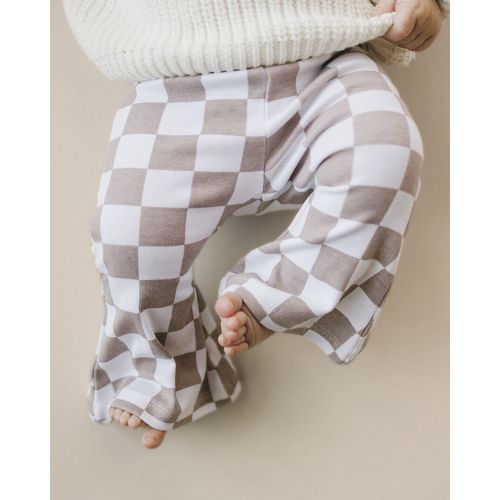 Checkered Flare Pants | Latte