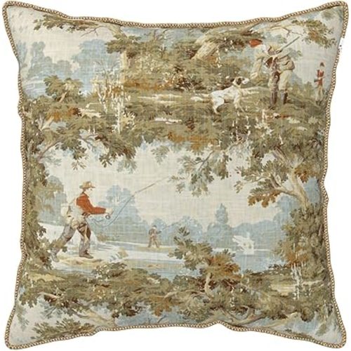 Farmhouse Rustic Vintage Velvet Throw Pillow Covers 18"x18" Country Home Decor Retro Pillow Case Fishing and Hunting Pattern Cushion Cover for Sofa Bed Living Room Bedroom