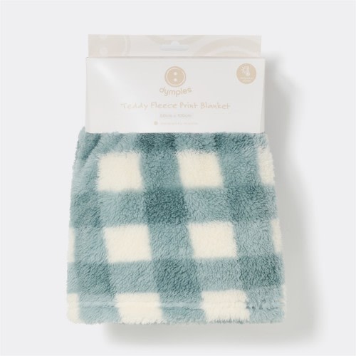 Dymples Teddy Fleece Print Blanket - Blue