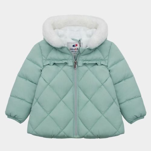 Rokka&Rolla Infant Girls' Puffer Jacket Baby Fleece Lined Winter Coat-Teal Mint, size 6-9 Months