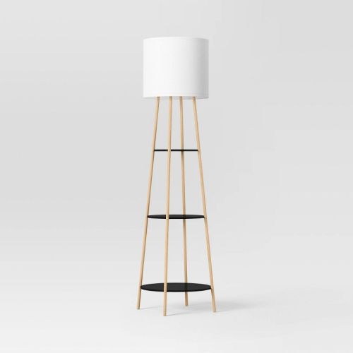 Shelf Floor Lamp Black/Natural - Threshold™
