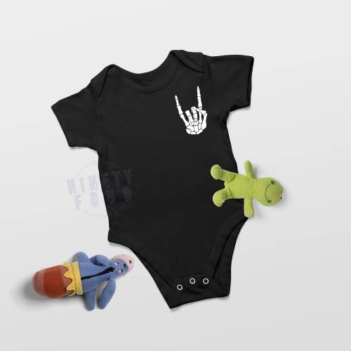 Rock On Outfit Infant | Unisex Graphic | Punk Skeleton | Baby Shower | Holiday Season