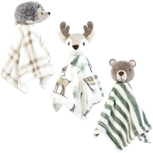 Hudson Baby Unisex Baby Animal Face Security Blanket, One Size