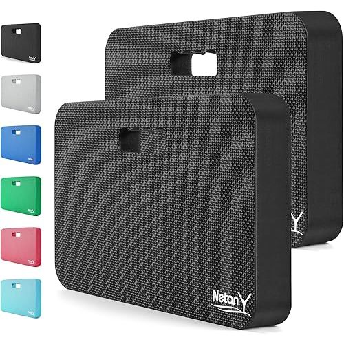 NETANY 2 Pack Extra Thick Kneeling Pad, 17.8 x 11 x 1.5 in, Black