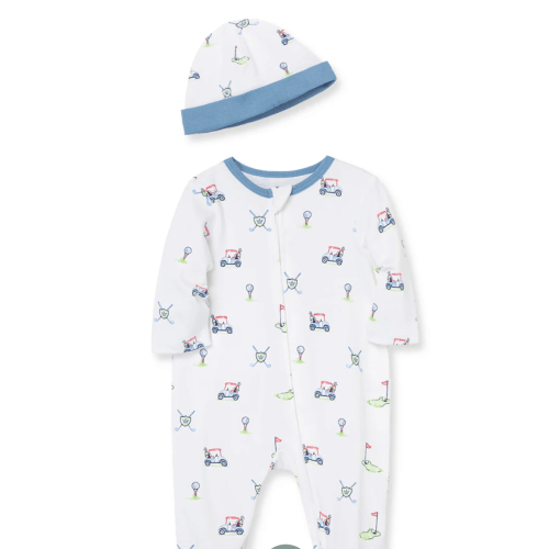 Golf Club 2-Way-Zip Footie with Hat -6Mo